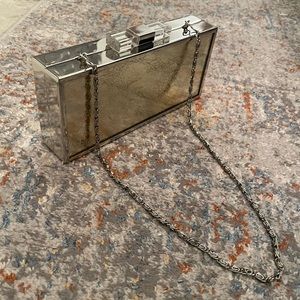 Lulu Townsend glass box silver clutch